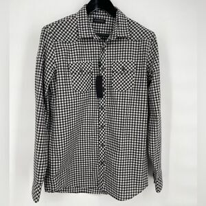 Sorbino‎ Gingham Western Style Shirt size L Black & White NWT